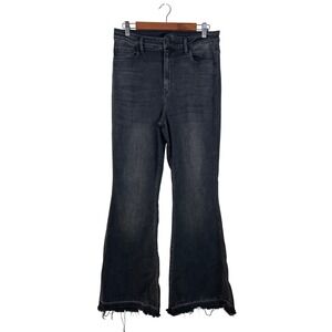 Flying Monkey Jeans 31 Ultra High Rise‎ Super Flare Black Frayed Raw Hem Y4004R